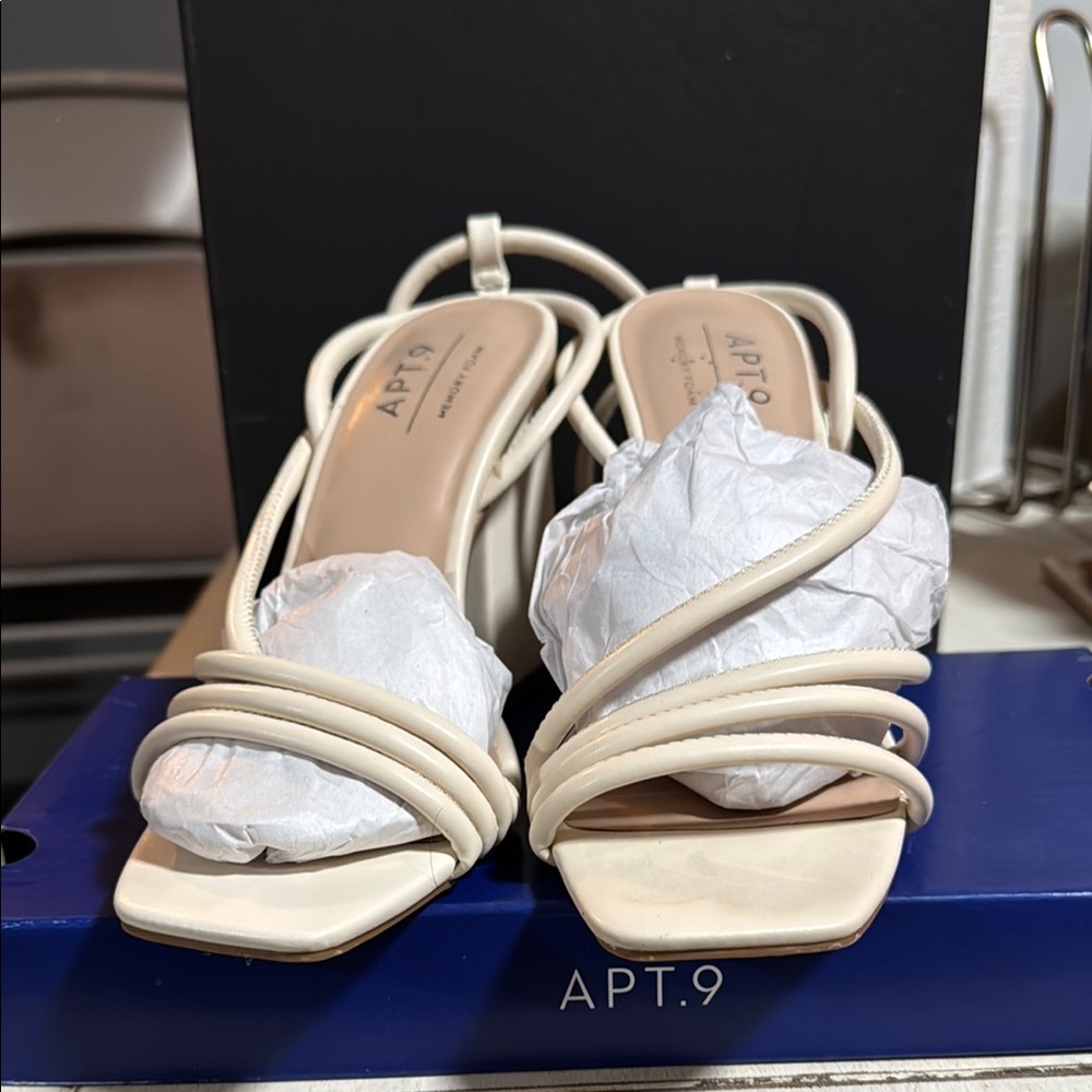 Apt. 9 Cream Strappy Heels Elegant Design